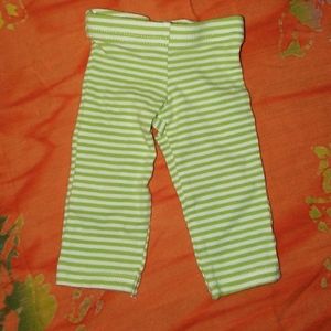 Green and white striped leggings